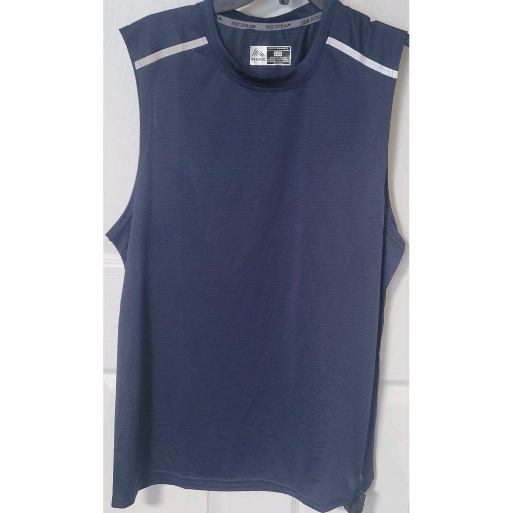 RBX Active Men's Sz S Lightweight Quick Dry Performance Muscle Tee Striated Navy